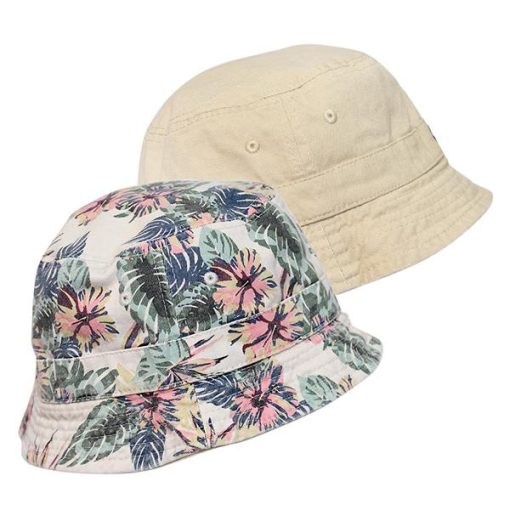 Newhattan Reversible Floral Print/Khaki Bucket Hat - Image 2