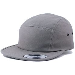Yupoong Plain Blank 5 Panel Camp Cap Grey