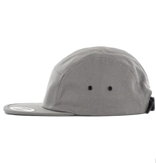 Yupoong Plain Blank 5 Panel Camp Cap Grey - Image 4