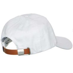 Lacoste White Contrast Strap And Crocodile Cotton Dad Cap front7 dacavestore