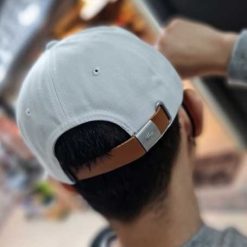 Lacoste White Contrast Strap And Crocodile Cotton Dad Cap front851 dacavestore