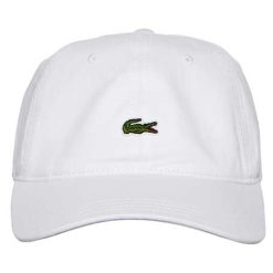 Lacoste White Contrast Strap And Crocodile Cotton Dad Cap front97 dacavestore