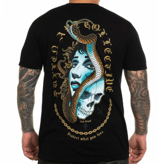 Sullen Art Collective Stegall Skull Protect What You Love Tattoo Tee Black Short Sleeve T Shirt dacave store1 front