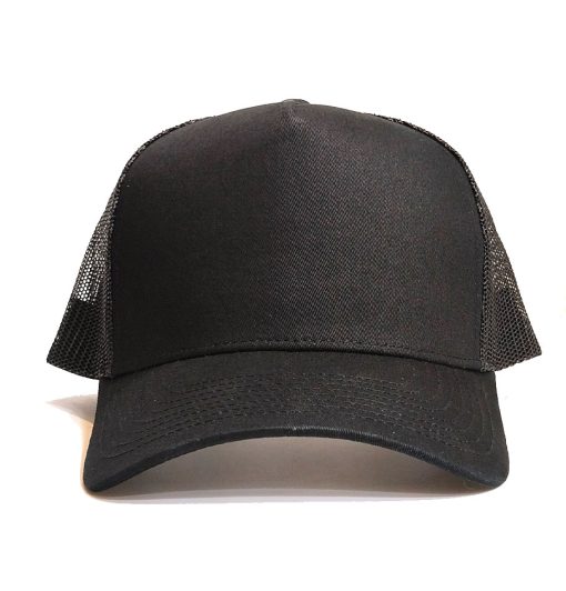SONS Brand Plain Aframe Trucker Mesh Cap Black - Image 4