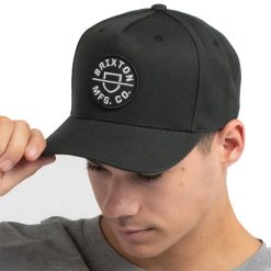 Brixton Crest MP 7Snapback Cap Black Heather Grey Dacavestore Capstoresg Hatstoresg front