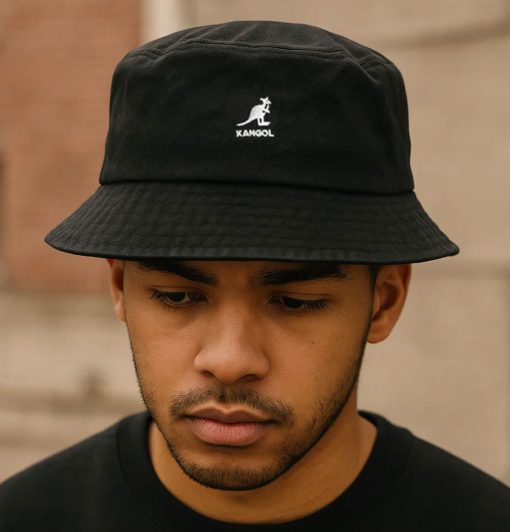 Kangol Washed Black Bucket Hat - Image 2