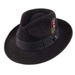 Crushable1 C Crown Wool Felt Fedora Hat Black