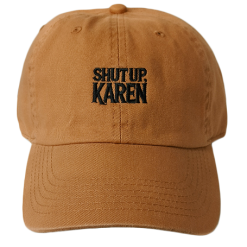 Flipped shut up karen Dad Cap logo copper