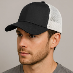 New Era Plain A5 Frame Trucker Black White