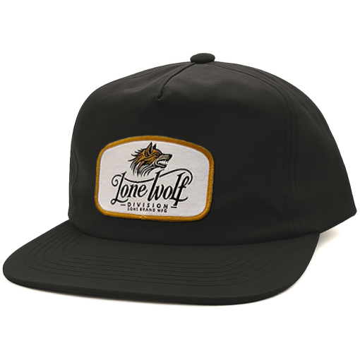 Lone wolf unstructured snapback black nylon