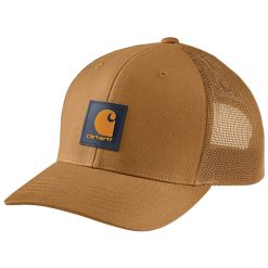 Carhartt Rugged Flex Twill Mesh-Back Logo Patch Brown Trucker Cap