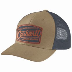 Carhartt Canvas Mesh-Back Built Patch Dark Khaki Trucker Cap