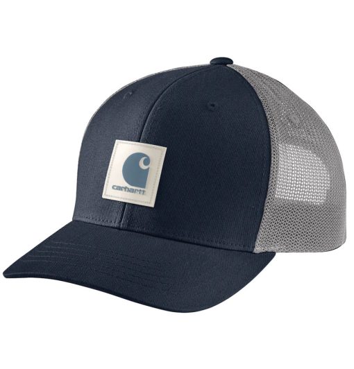 Carhartt Rugged Flex Twill Mesh-Back Logo Patch Navy Trucker Cap