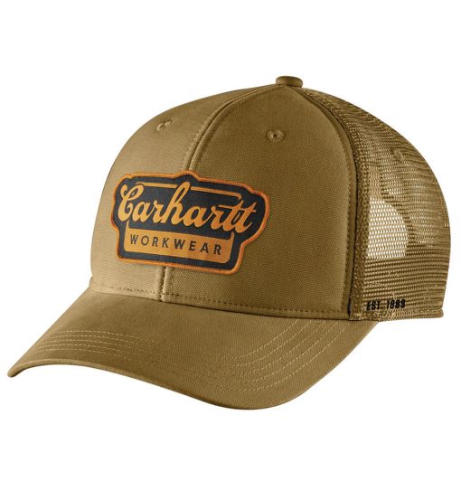 Carhartt Rugged Flex Twill Mesh-Back Script Patch Golden Grass Trucker Cap