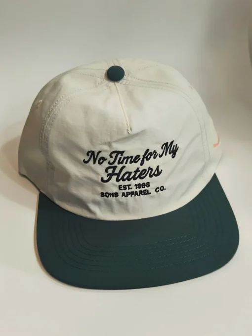 SONS "HATERS" Cream/Green Nylon Unstructured Snapback Cap - Image 5