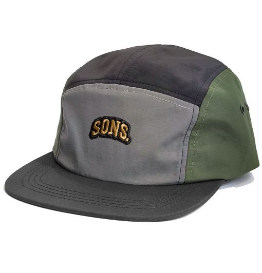 5 Panel Nylon Camper "Classic Patch II" by SONS brand Grey-Green-Black