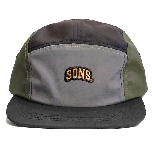 5 Panel Nylon Camper "Classic Patch II" by SONS brand Grey-Green-Black - Image 2