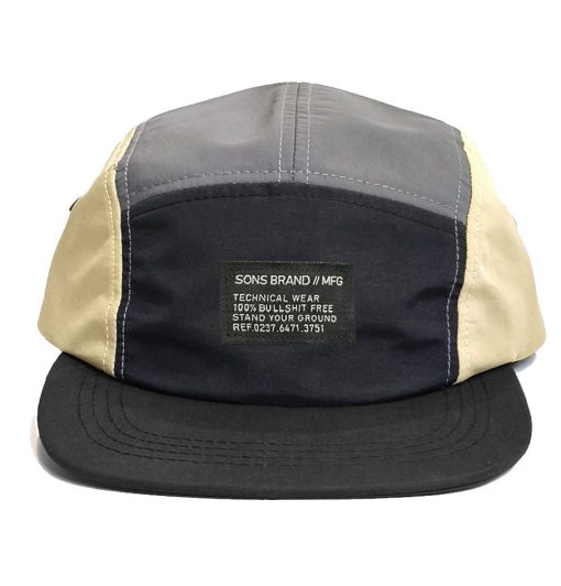 5 Panel Nylon Camper "Mind the Patch" by SONS brand Black-Khaki-Grey - Image 2