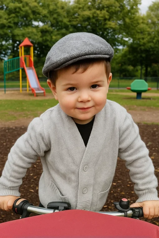 Kids Flat Ivy Herringbone Grey Cap - Image 2