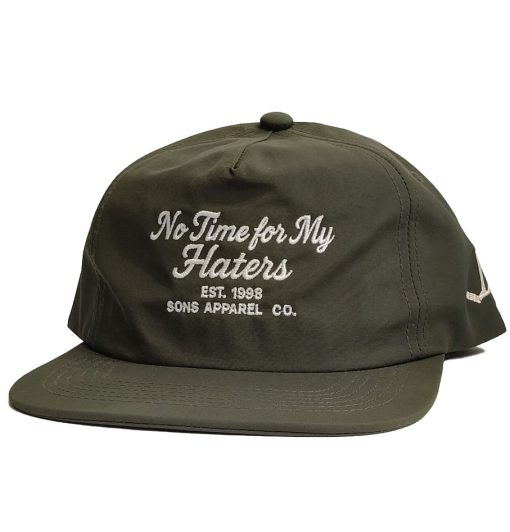 SONS "HATERS" Olive Green Nylon Unstructured Snapback Cap
