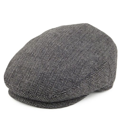 Kids Flat Ivy Herringbone Grey Cap